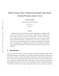 Public Domain Rank: Identifying Notable Individuals with the Wisdom of the Crowd