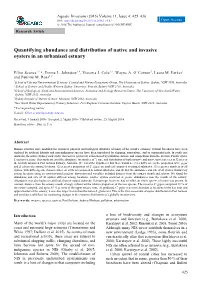 Quantifying Abundance and Distribution of Native and Invasive Oysters in an Urbanised Estuary