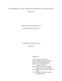 The Saxophone in China: Historical Performance and Development