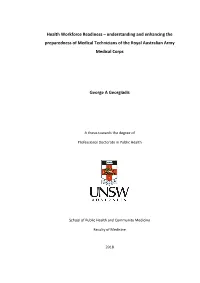Understanding and Enhancing the Preparedness of Medical Technicians of the Royal Australian Army Medical Corps