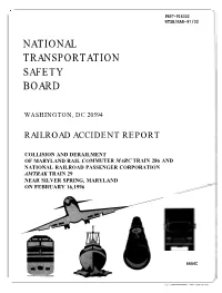 Collision and Derailment of Maryland Rail Commuter MARC Train 286