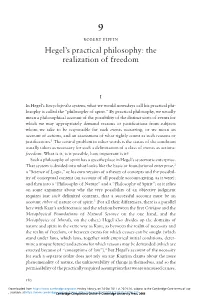Hegel's Practical Philosophy: the Realization of Freedom