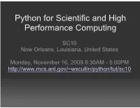 Python for Scientific and High Performance Computing