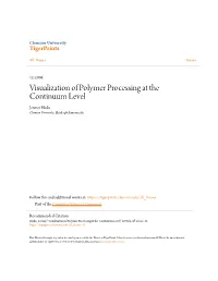 Visualization of Polymer Processing at the Continuum Level Jeremy Hicks Clemson University, Jlhicks@Clemson.Edu