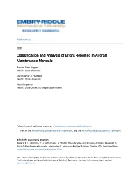 Classification and Analysis of Errors Reported in Aircraft Maintenance Manuals