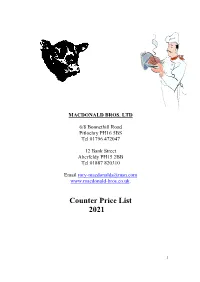 Counter Price List 2021