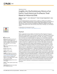 Insights Into the Evolutionary History of an Extinct South American Freshwater Snail Based on Historical DNA
