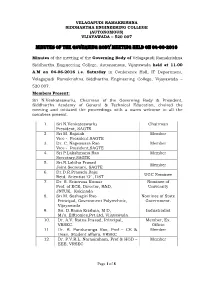 Minutes of the Meeting of the Governing Body of Velagapudi Ramakrishna Siddhartha Engineering College, Autonomous, Vijayawada Held at 11.00 A.M on 04-06-2016 I.E