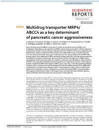 Multidrug Transporter MRP4/ABCC4 As a Key Determinant of Pancreatic