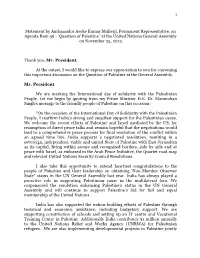 Statement by Ambassador Asoke Kumar Mukerji, Permanent
