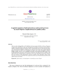 A Spatial Analysis of Infrastructures and Social Services in Rural Nigeria