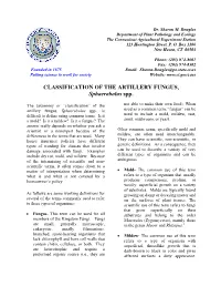 CLASSIFICATION of the ARTILLERY FUNGUS, Sphaerobolus Spp