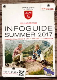Infoguide Summer 2017 Saas-Fee | Saas-Grund | Saas-Almagell | Saas-Balen