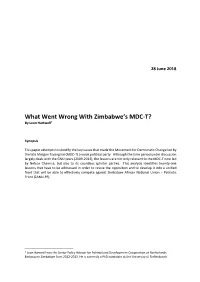 What Went Wrong with Zimbabwe's MDC-T?