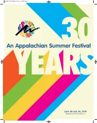 2014 Appalachian State University, Boone, NC Playbill '14 Playbill 6/10/14 5:27 PM Page 2