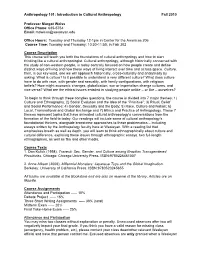 Anthropology 101: Introduction to Cultural Anthropology Fall 2010