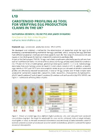 Carotenoid Profiling As a Tool for Egg Production
