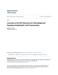 Conversion of the U937 Monocyte Into "Macrophage-Like" Populations Exhibiting M1 Or M2 Characteristics
