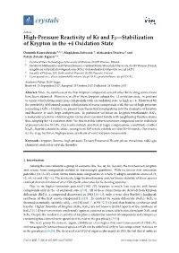 High-Pressure Reactivity of Kr and F2—Stabilization of Krypton in the +4 Oxidation State