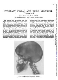 PITUITARY, PINEAL and THIRD VENTRICLE TUMOURS by JOE PENNYIIACKER, M.D., F.R.C.S