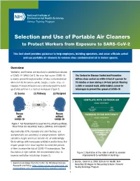 Selection and Use of Portable Air Cleaners to Protect Workers from Exposure to SARS-Cov-2