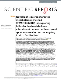 (Swathtomrm) for Exploring Follicular Fluid Metabolome