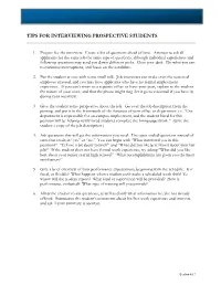 Tips for Interviewing Prospective Students