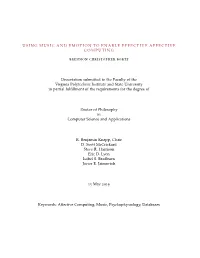 Using Music and Emotion to Enable Effective Affective Computing Brennon Christopher Bortz