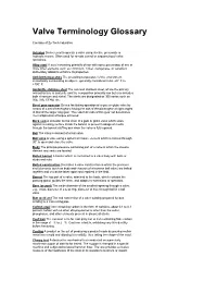 Valve Terminology Glossary