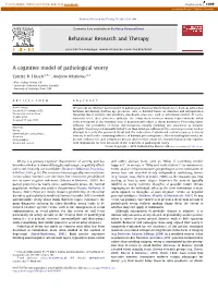 A Cognitive Model of Pathological Worry