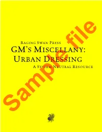 GM's Miscellany: Urban Dressing System Neutral Edition