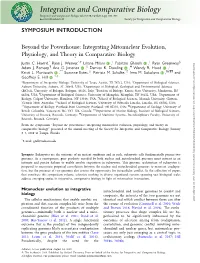 Integrative and Comparative Biology Integrative and Comparative Biology, Volume 59, Number 4, Pp