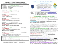 Liturgical Calendar for This Week