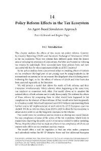 Policy Reform Effects in the Tax Ecosystem an Agent-Based Simulation Approach