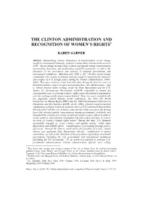 The Clinton Administration and Recognition of Women's