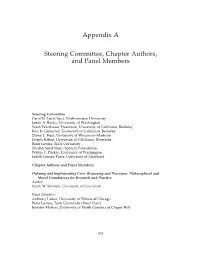 Appendix a Steering Committee, Chapter Authors, and Panel Members