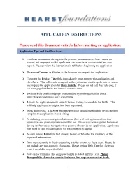 Application Instructions