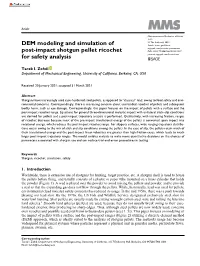 DEM Modeling and Simulation of Post-Impact Shotgun Pellet Ricochet