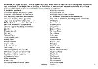 INDEX to ARCHIVE MATERIAL (Items in Italics Are Cross References, a Indicates Held Separately, P: Hard Copy Held in Archive, D: Digital Held in Web Archive)