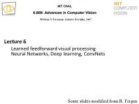 Lecture 6 Learned Feedforward Visual Processing Neural Networks, Deep Learning, Convnets
