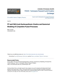 PP and CNO-Cycle Nucleosynthesis: Kinetics and Numerical Modeling of Competitive Fusion Processes