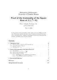 Proof: the Square Root of 2 Is Irrational