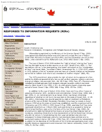 RESPONSES to INFORMATION REQUESTS (Rirs)