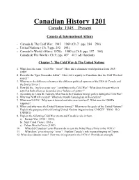 Study Questions Canada the Cold War File