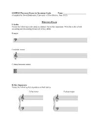 Theory Placement Examination (D