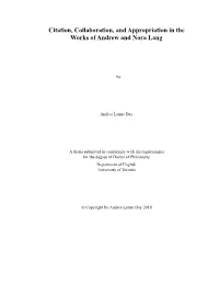 Citation, Collaboration, and Appropriation in the Works of Andrew and Nora Lang