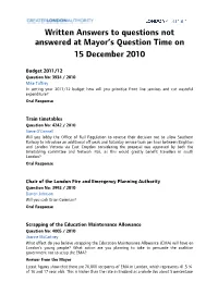 MQT Meeting on 17 November, in Your Oral Update, You Said ‚It Seems to Me That We Are Entirely in Agreement That There Shouldn’T Be a Reduction in Fire Appliances‛