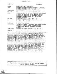 Rare and Valuable Government Documents: a Resource Packet on Identification, Preservation, and Security Issues for Government Documents Collections