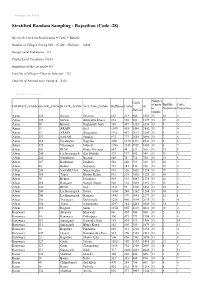 Stratified Random Sampling - Rajasthan (Code -28)