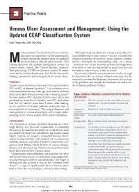 Venous Ulcer Assessment and Management: Using the Updated CEAP Classification System